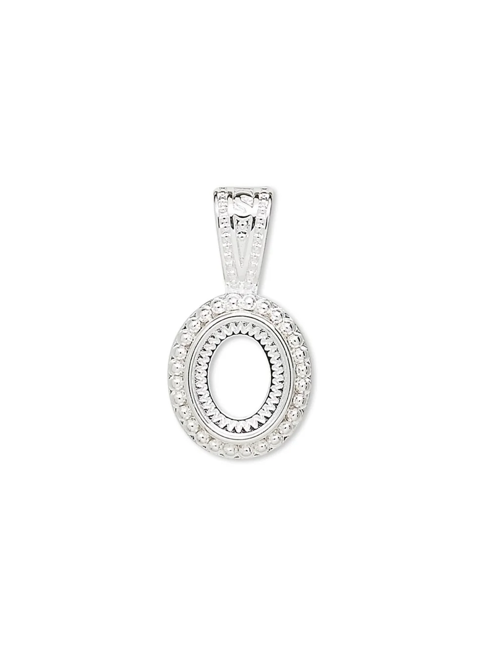 Silver Brass Rope 10x8mm Oval Cabochon Pendant Setting